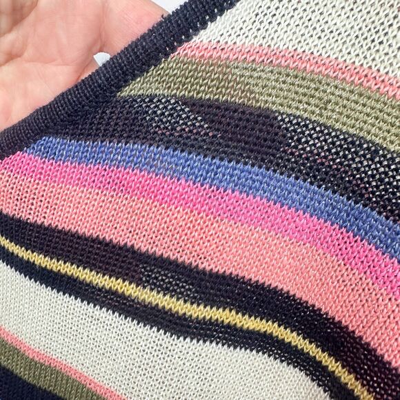 Talbots Striped Linen Dolman Short Sleeve Sweater Size 3X Pink Ivory Multi Knit - Picture 6 of 10